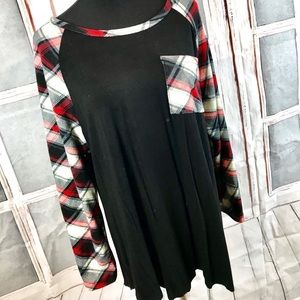 XXXL Black Jersey Shirt With Red & Black Sleeves